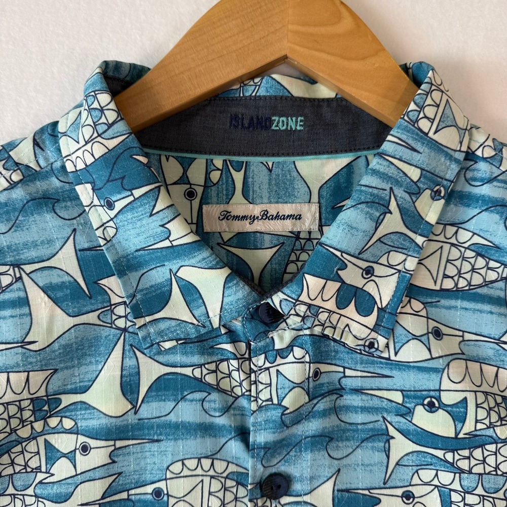 Tommy Bahama Artist Series 2020 Blue Island Zone Marlin Silk Shirt 2XLB